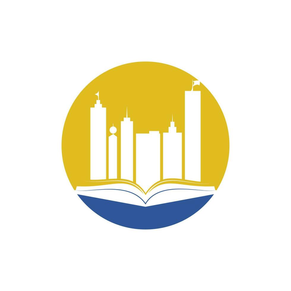 diseño del logotipo del edificio educativo. vector de libro y edificio, símbolo de biblioteca y estudio.