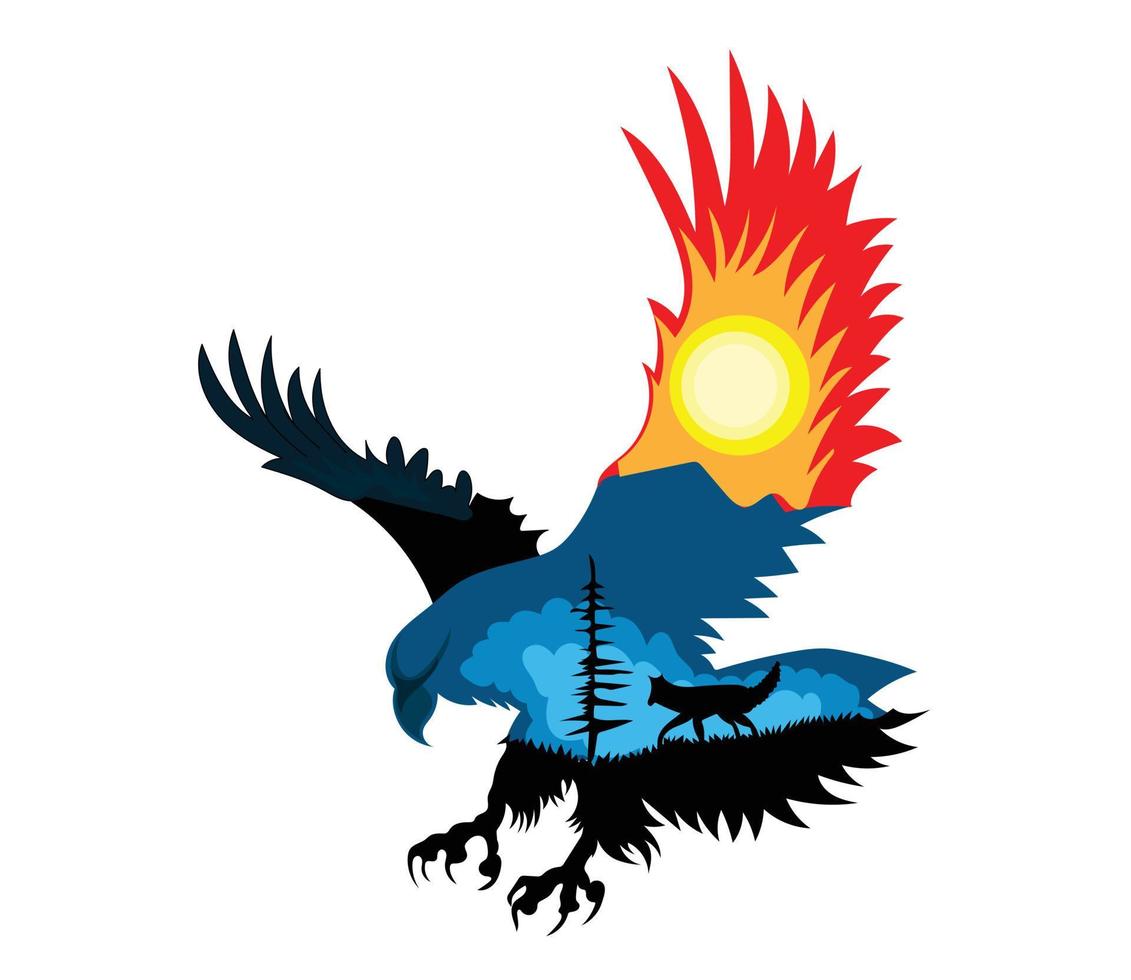 Ilustración de vector de arte de águila sobre fondo blanco