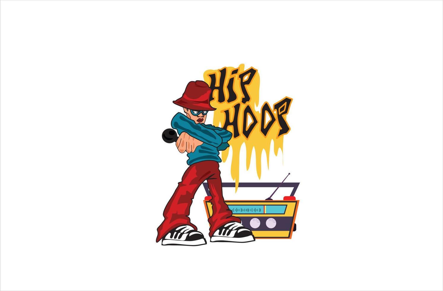 hip hoop dj boy vector ilustración de dibujos animados