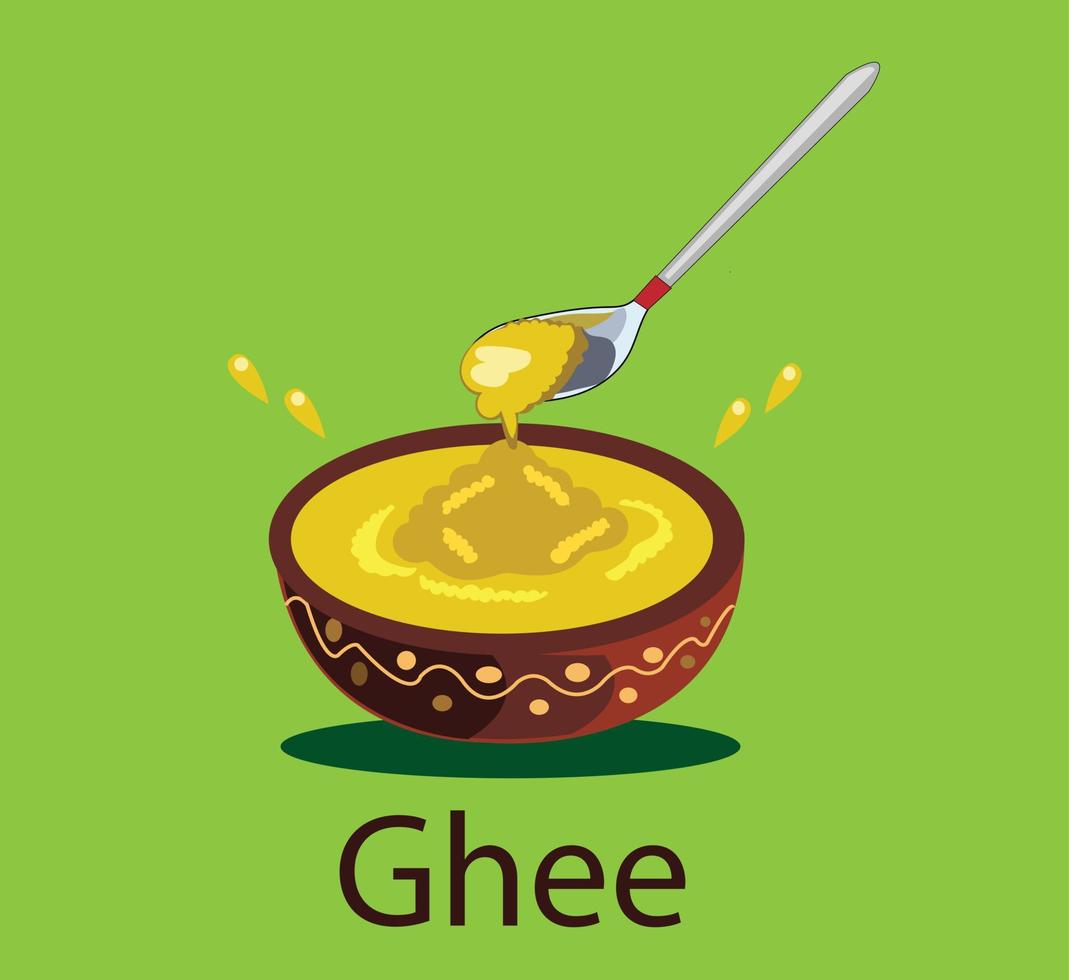 ghee, mantequilla clarificada vector