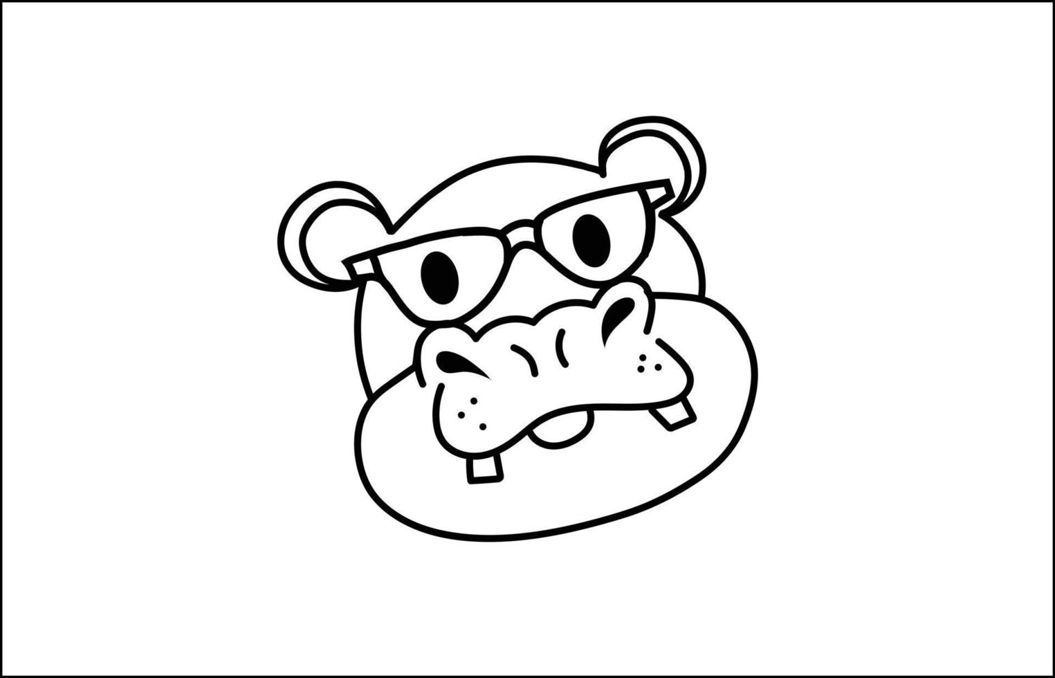 hippopotamus face drawing vector