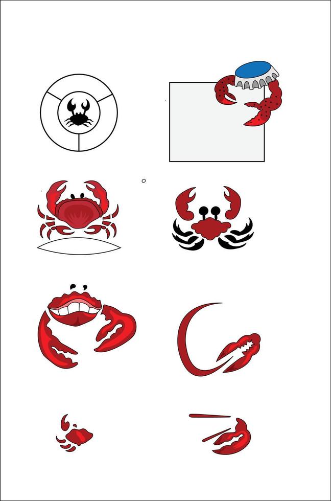 Crab logo set vector illustration