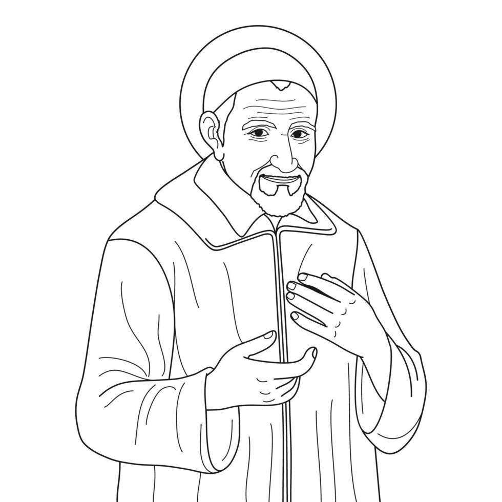 Saint Vincent de Paul Vector Illustration Outline Monochrome