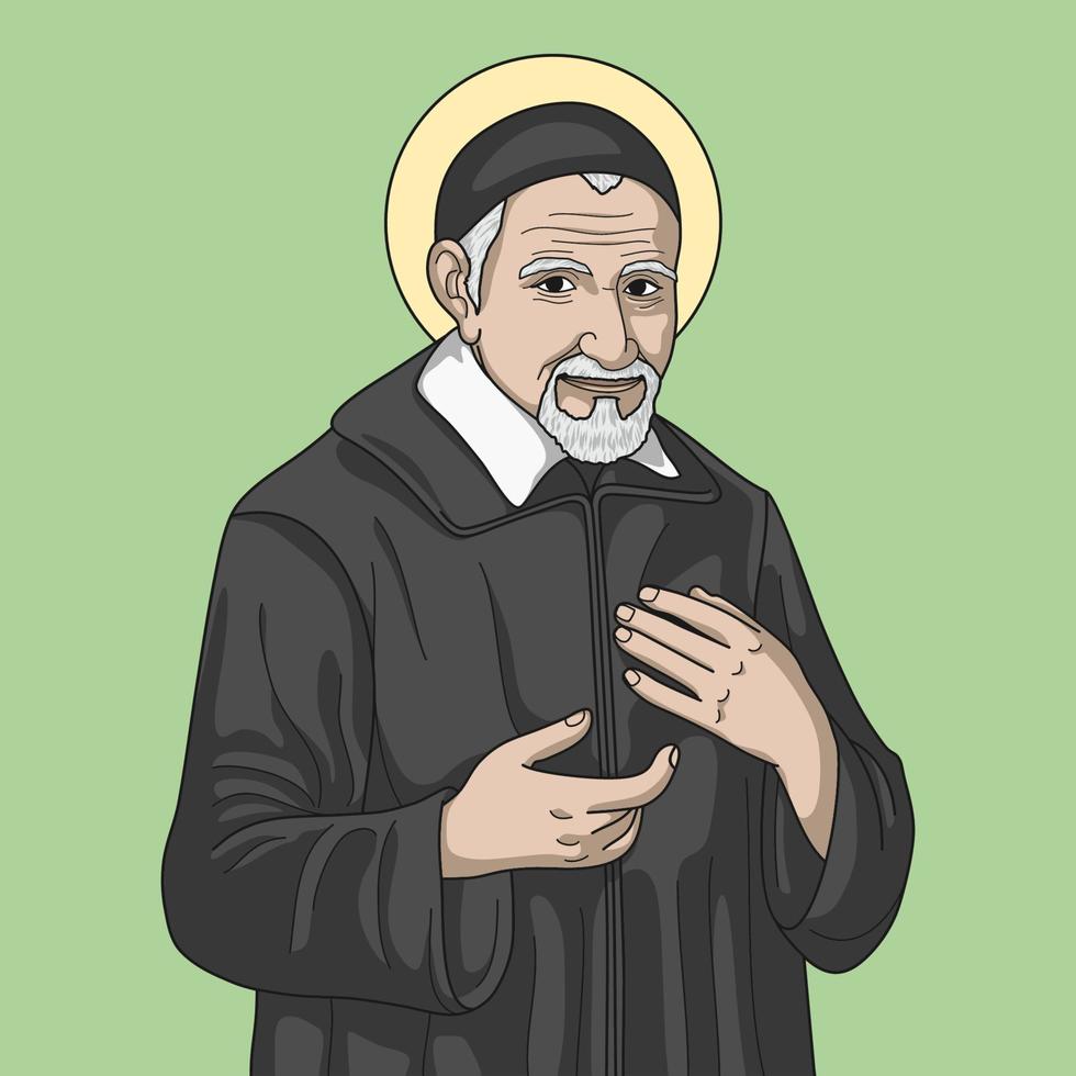 Saint Vincent de Paul Colored Vector Illustration