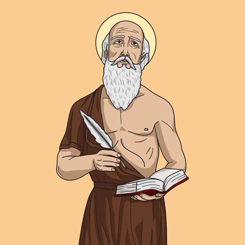 Saint Jerome Doctor Colored Vector Illustration