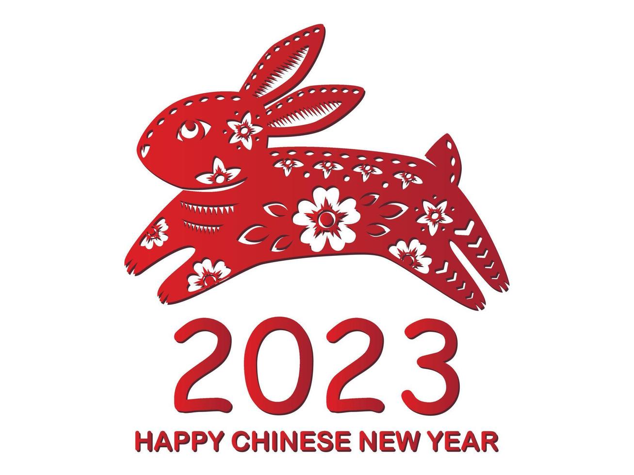 feliz año nuevo chino 2023 signo del zodiaco, año del conejo, con arte cortado en papel rojo sobre fondo de color blanco vector