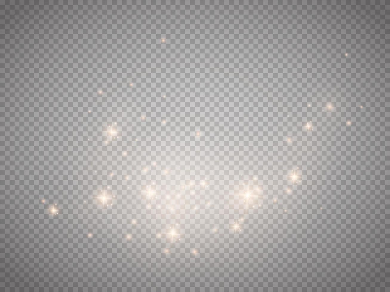 luces doradas de bokeh con partículas brillantes aisladas. vector