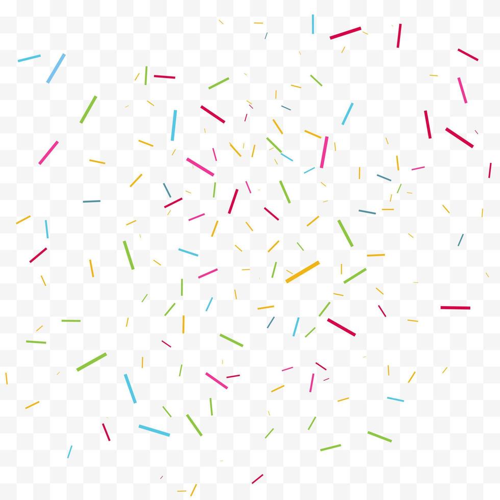 Colorful bright confetti isolated on transparent background. Festive vector illustration