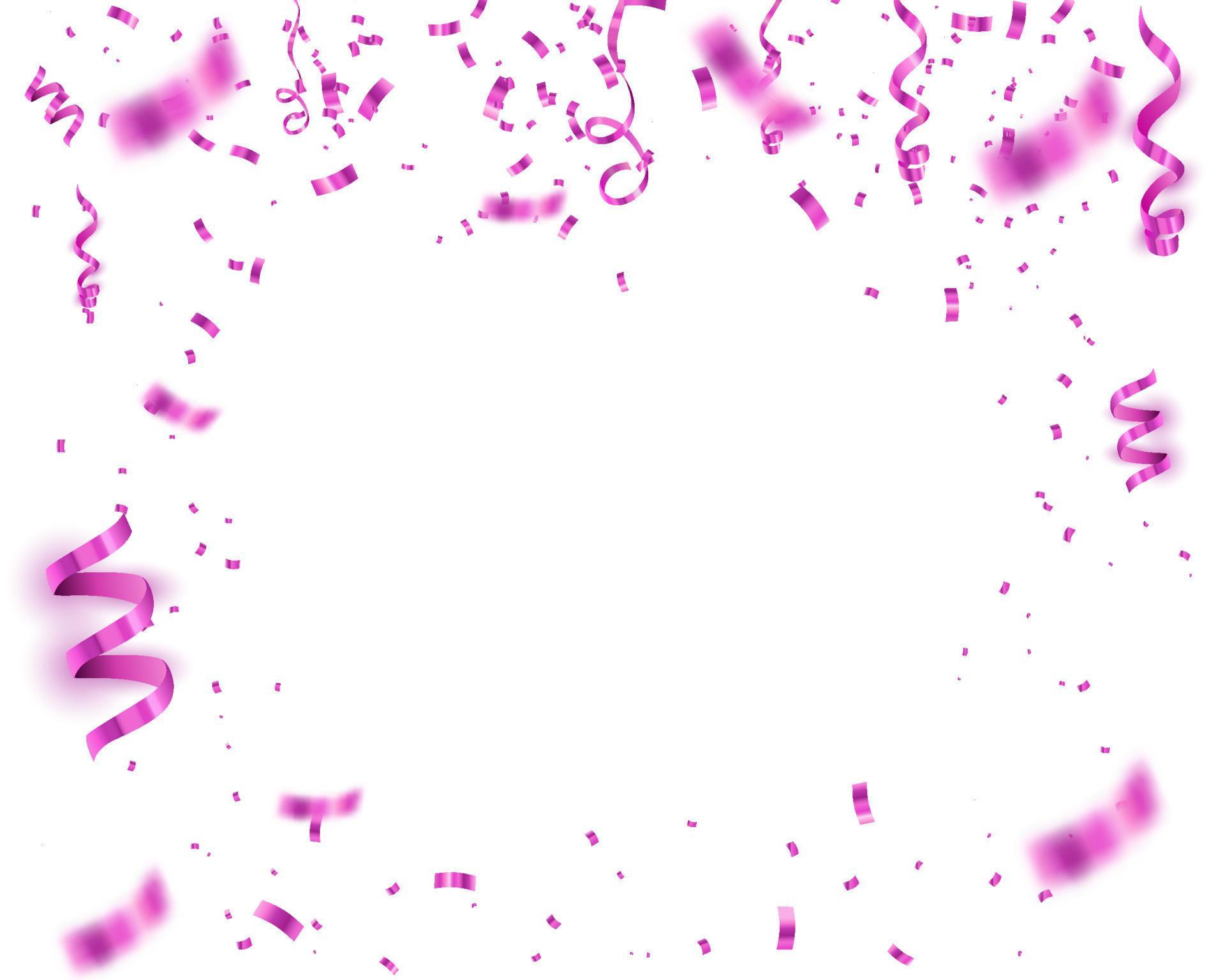 Purple confetti isolated on tansparent background. Ribbons and