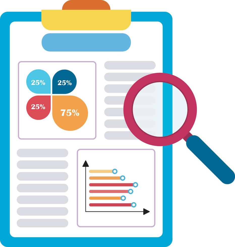 presentation report with magnified glass vector
