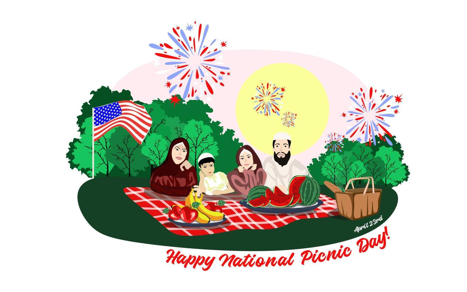 Ilustración de vector de día de picnic internacional y nacional.