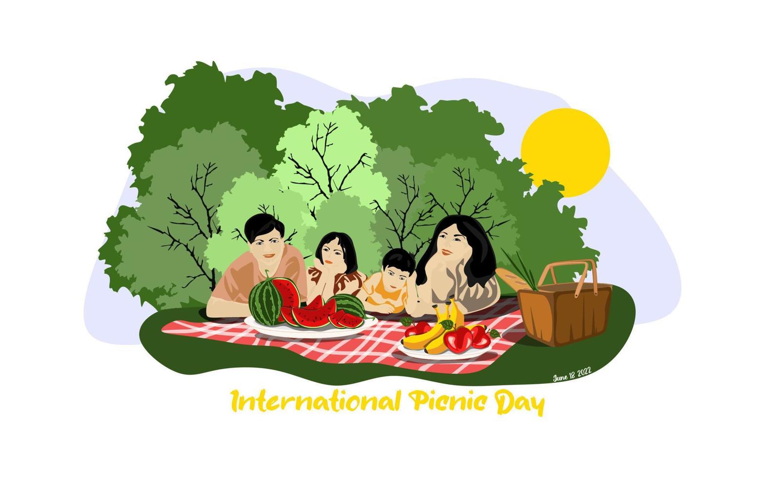 Ilustración de vector de día de picnic internacional y nacional.