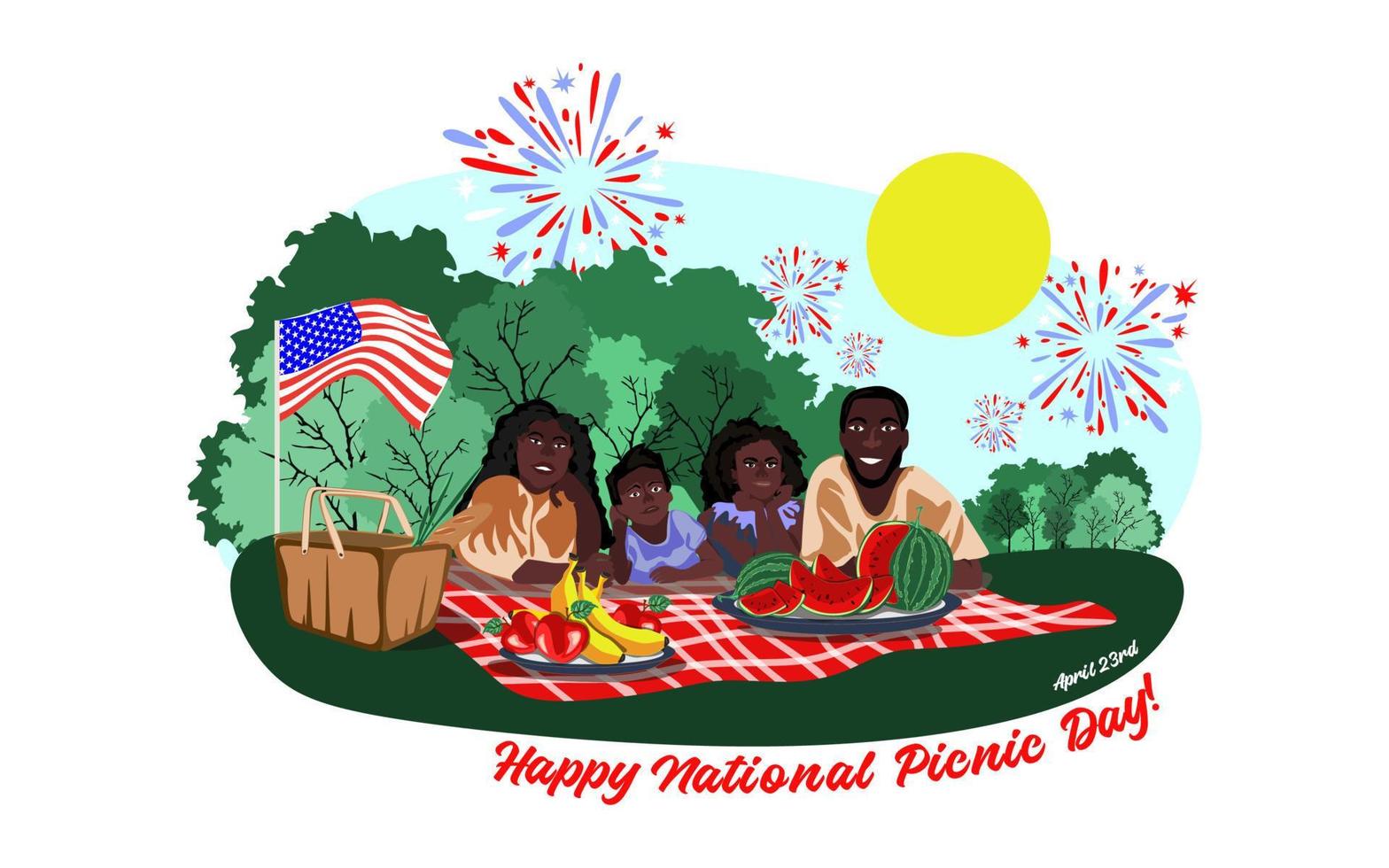 Ilustración de vector de día de picnic internacional y nacional.