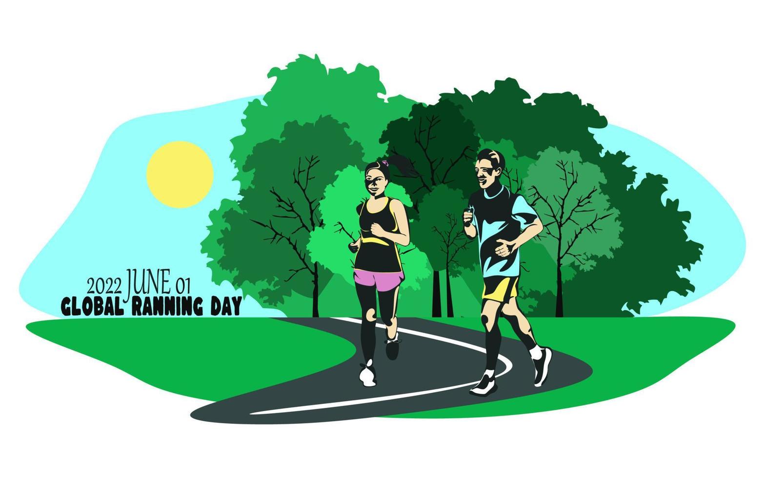 World running day concept vector design for post, banner