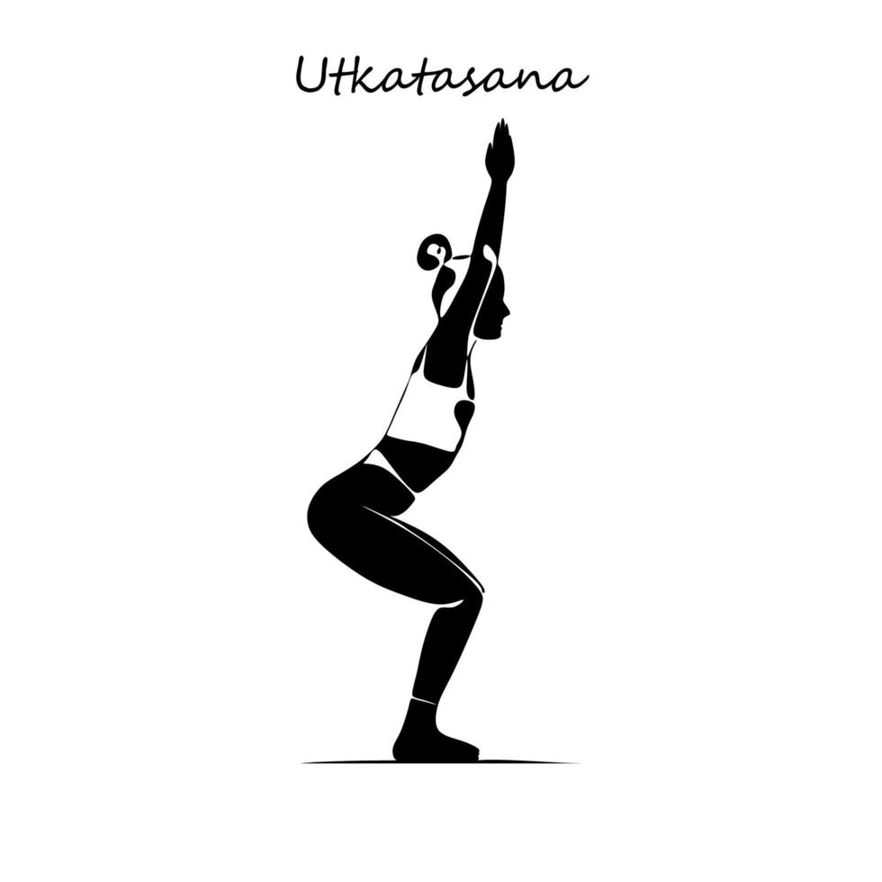 Continuous line drawing. Young woman making yoga exercise, silhouette picture. One line drawn black and white illustration vector