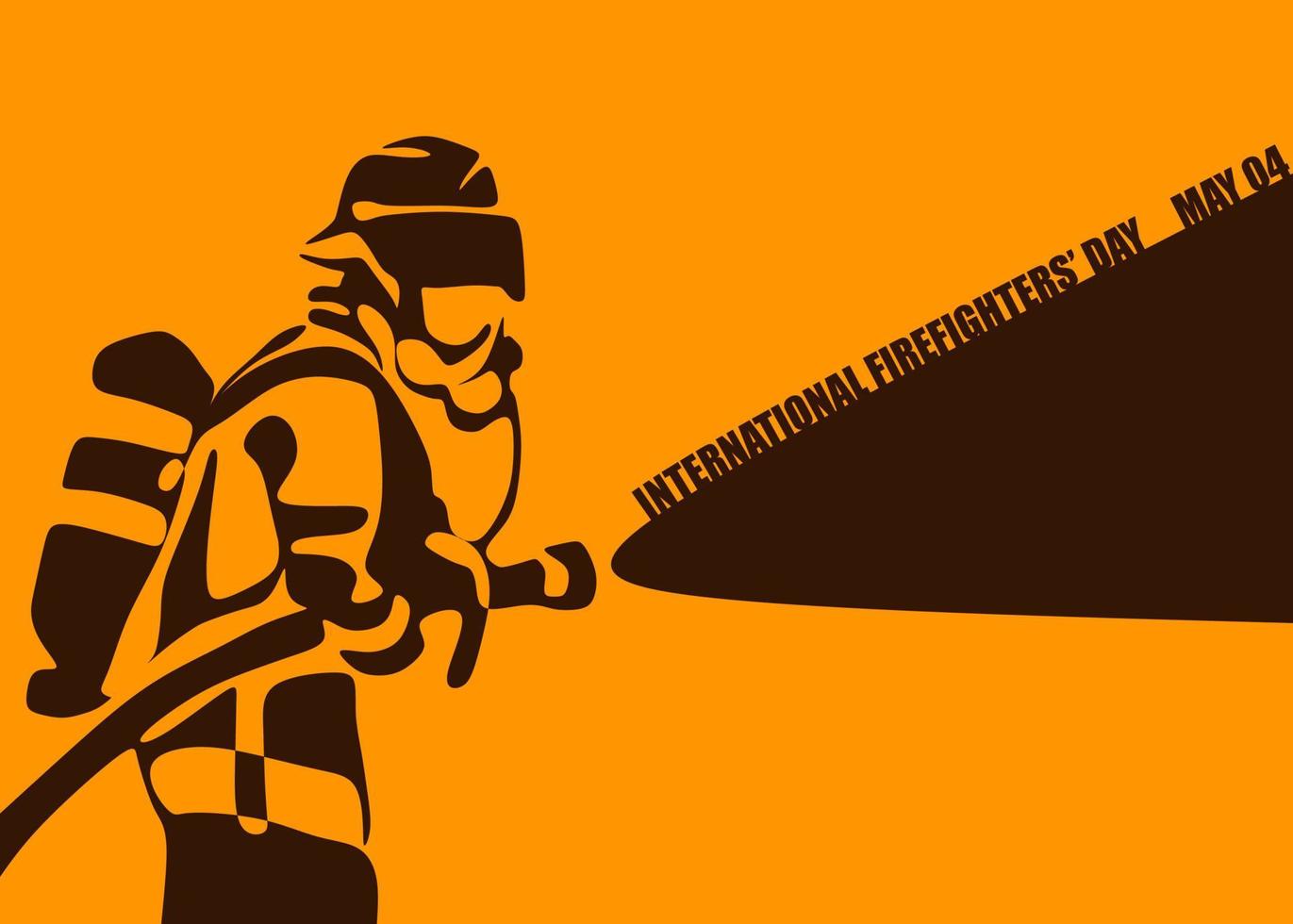 Firefighter silhouette vector illustration, as a banner, poster or template for international firefighters day.