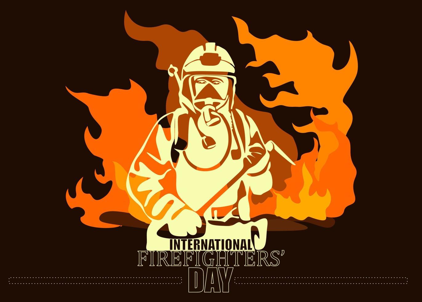 Firefighter silhouette vector illustration, as a banner, poster or template for international firefighters day.