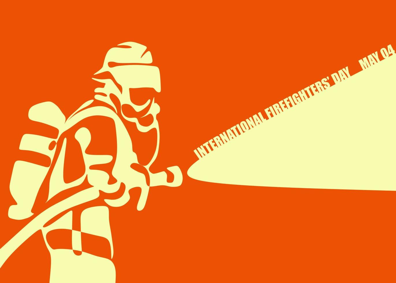 ilustración vectorial de silueta de bombero, como pancarta, afiche o plantilla para el día internacional de los bomberos. vector