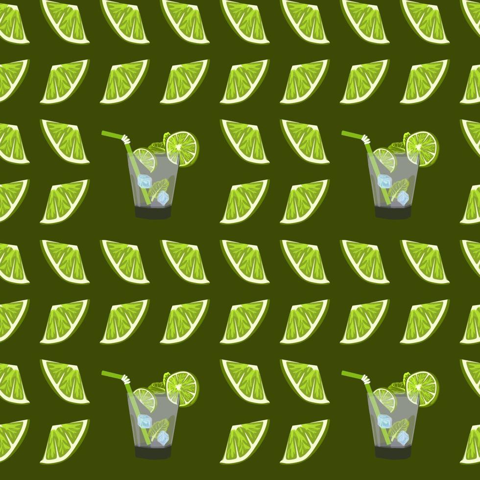 Seamless pattern with lime slices. Vector citrus fruit pattern