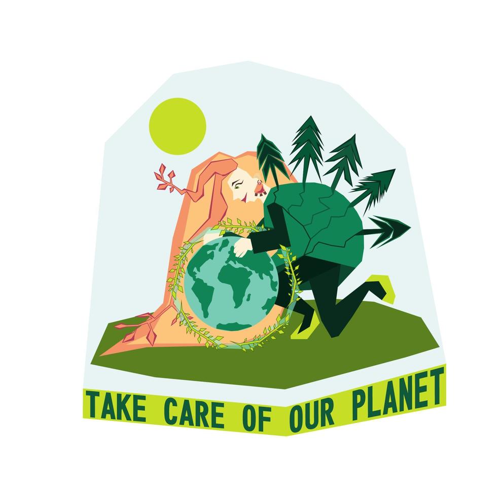 World Environment day or Earth day concept. Save our planet. Vector illustration isolated on white background