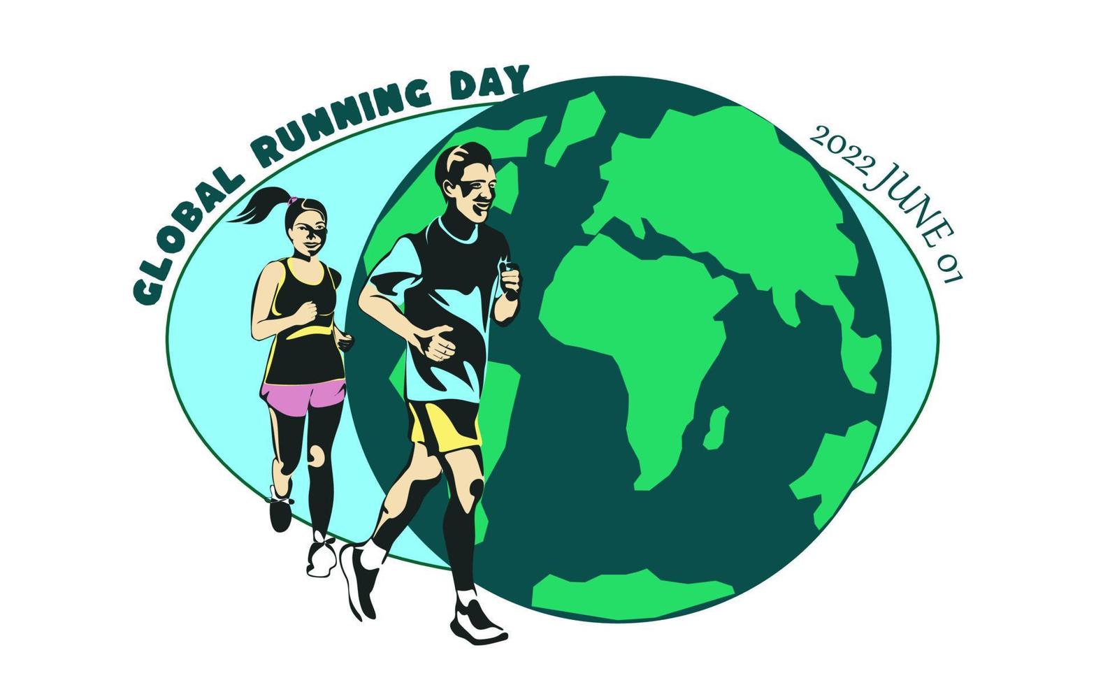 World running day concept vector design for post, banner