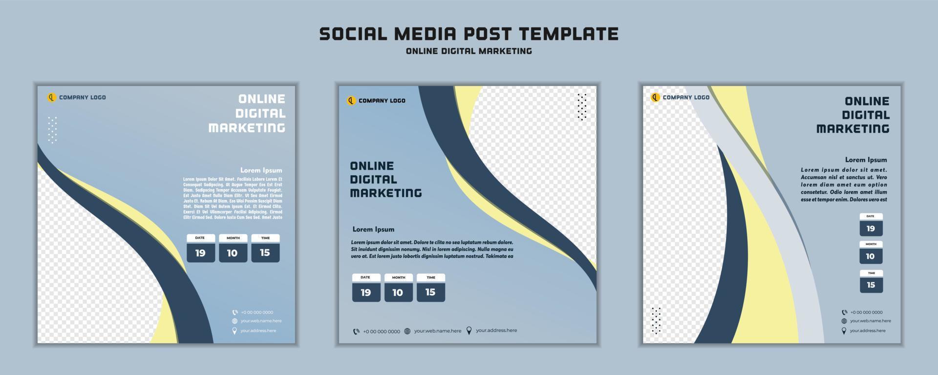 Social media post template modern design, for digital marketing online or poster marketing template vector