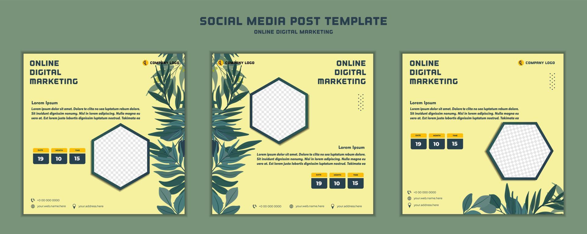 Social media post template modern design, for digital marketing online or poster marketing template vector