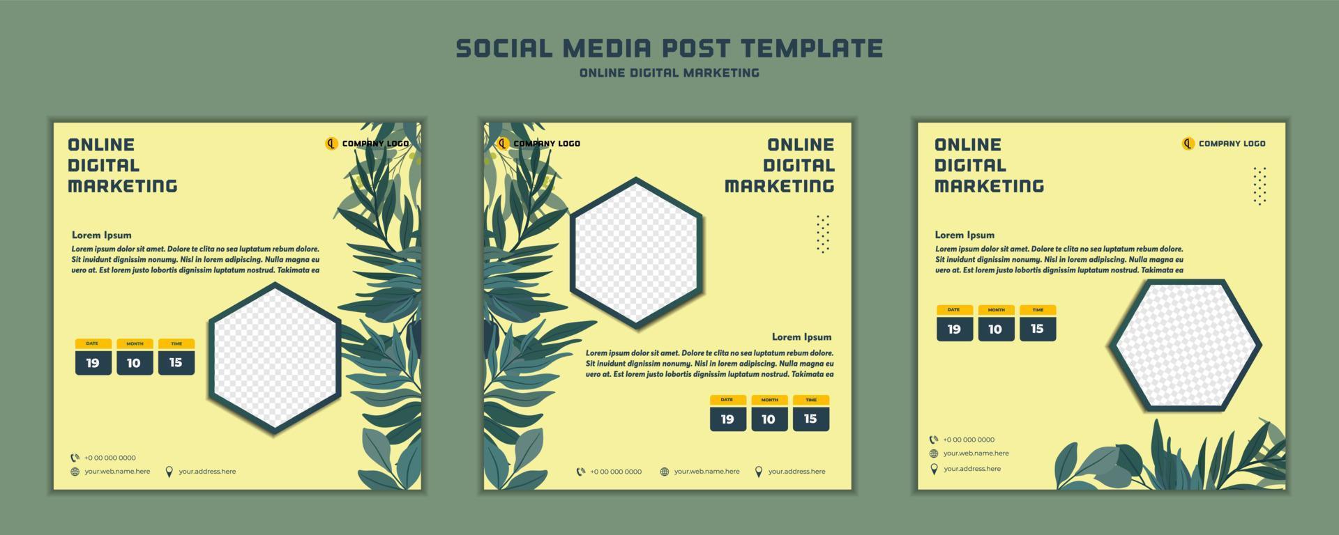 diseño moderno de plantilla de publicación en redes sociales, para marketing digital en línea o plantilla de marketing de carteles vector