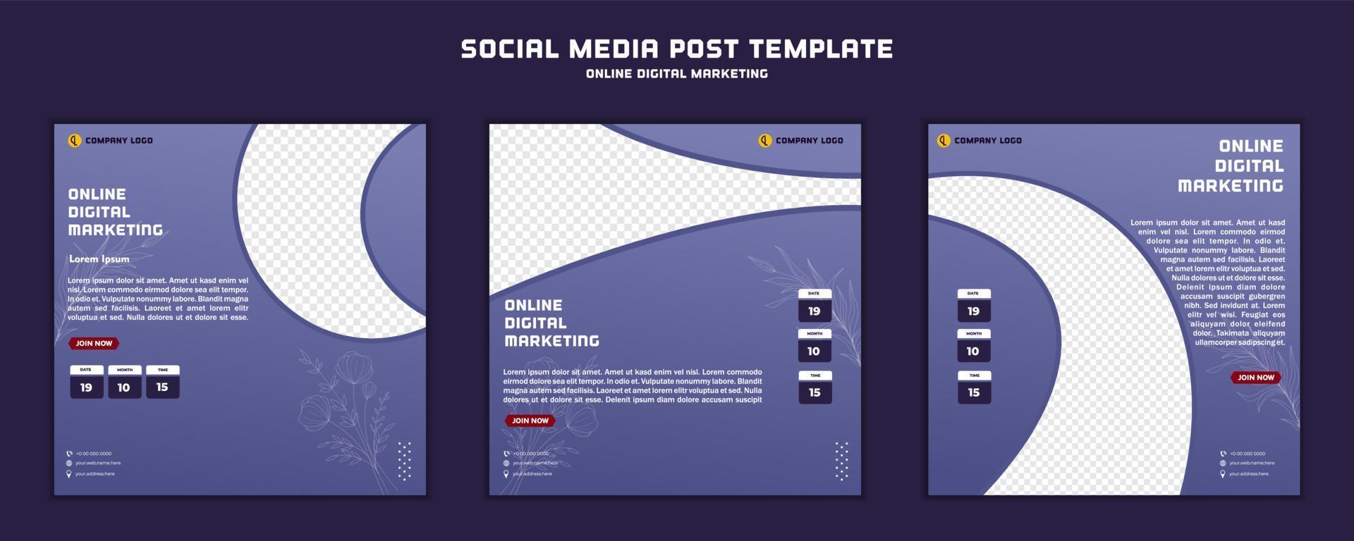 Social media post template modern design, for digital marketing online or poster marketing template vector
