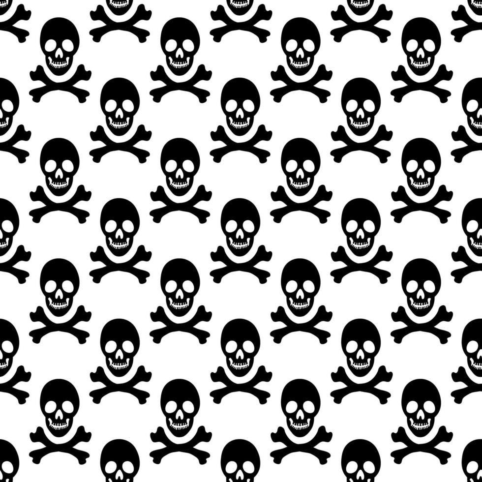 Black skeletons in various poses pattern. Halloween design. Perfect for fall, holidays, fabric, textile. Seamless repeat swatch. vector