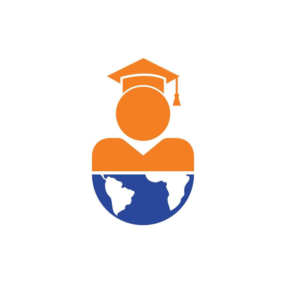 plantilla de diseño de logotipo de vector de educación. diseño del logotipo del icono del globo y del estudiante.