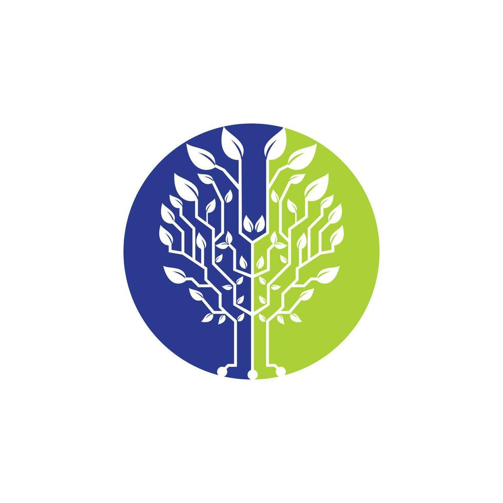 plantilla de diseño de logotipo de vector de árbol de tecnología. logotipo del icono del árbol de red de conexión.