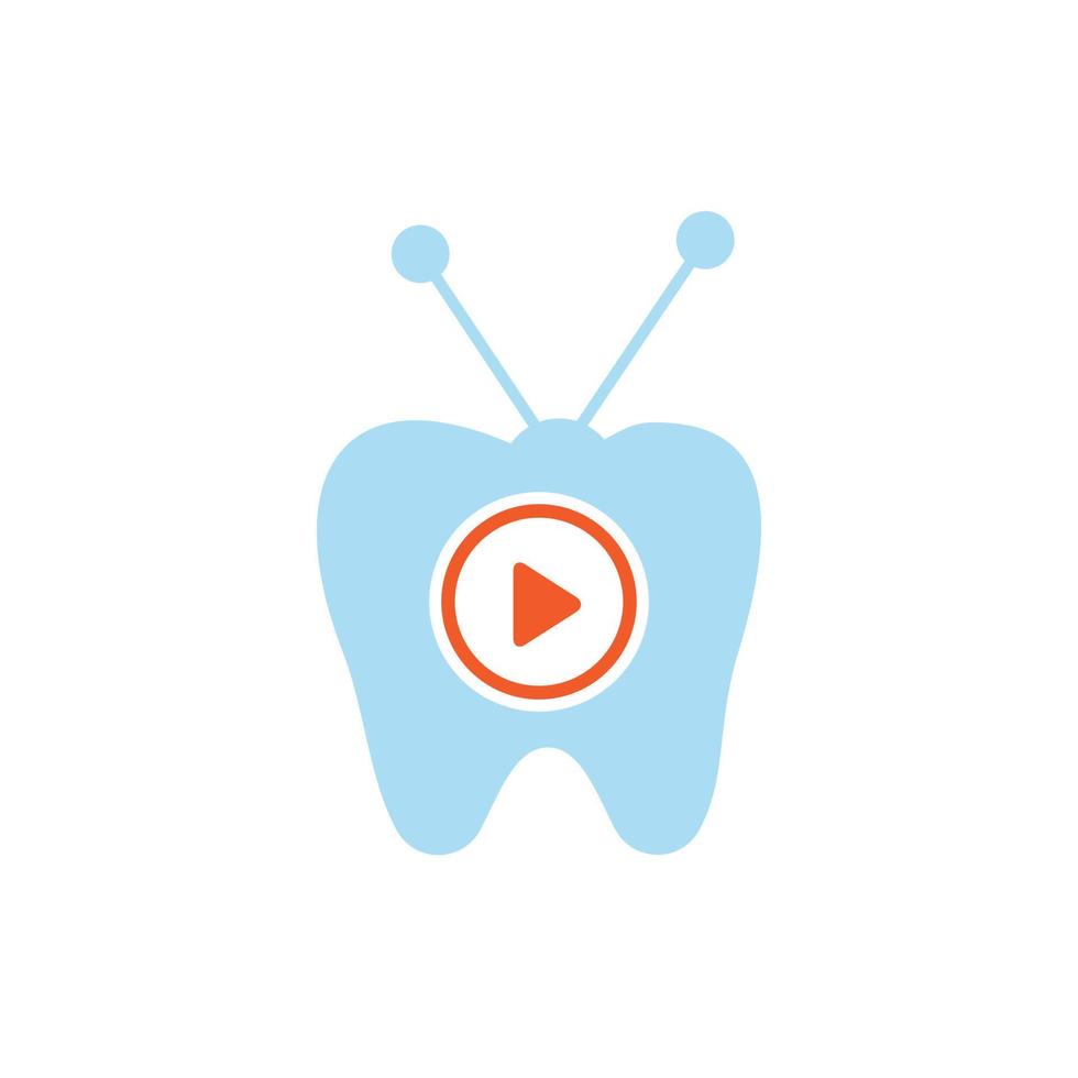 plantilla de diseño de logotipo de vector de tv dental. diseño de iconos de dientes y televisión.
