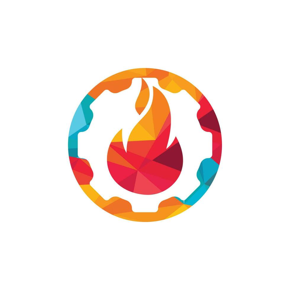 Gear and fire vector logo design template.