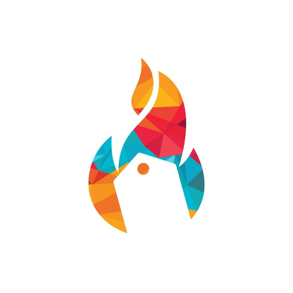 Hot deals vector logo design template. Fire and shopping icon design.