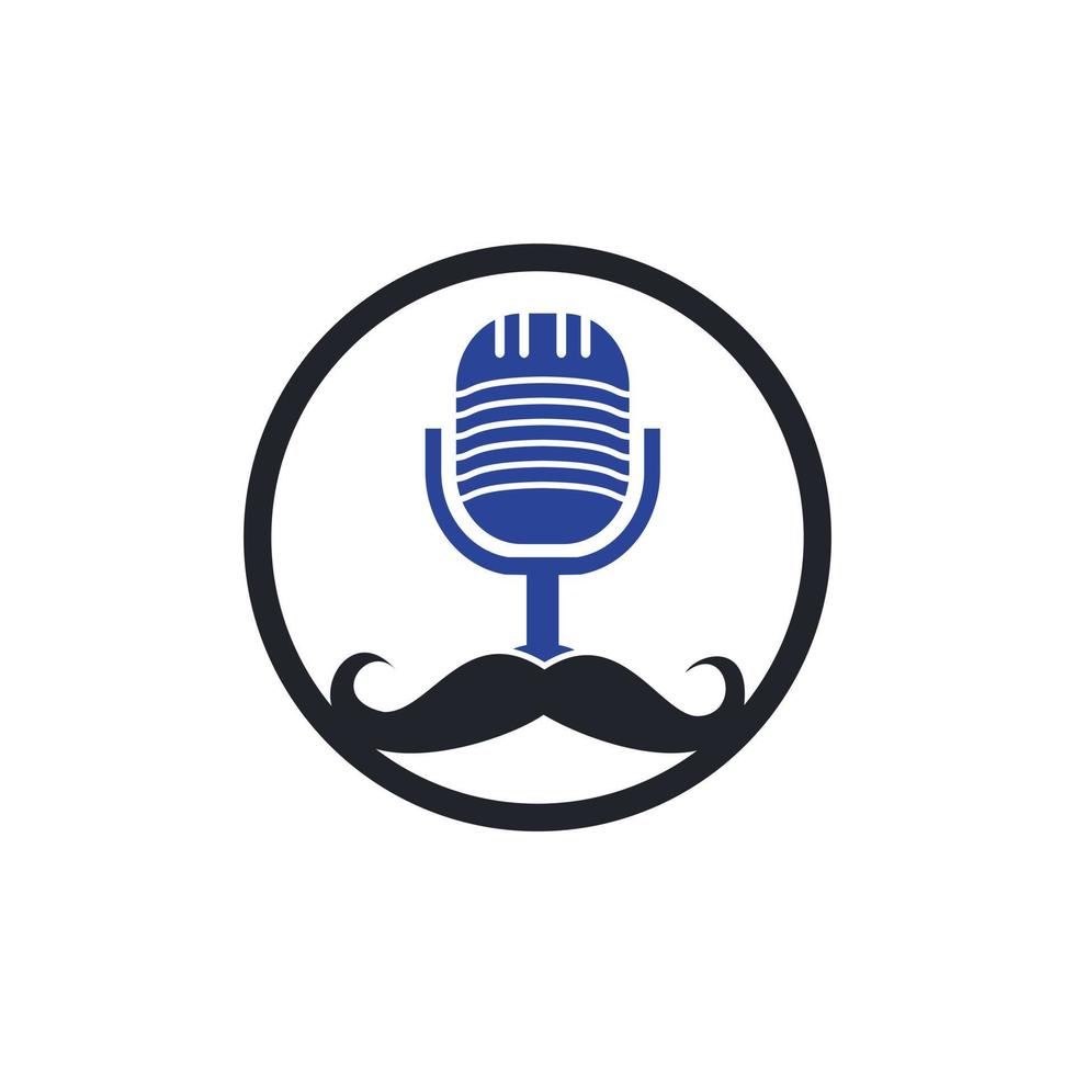 plantilla de diseño de logotipo de podcast de caballero. icono de podcast de bigote. vector