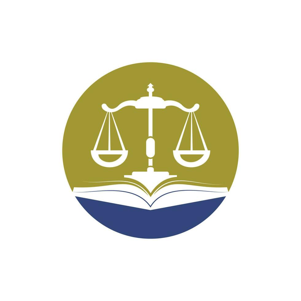 Law education logo design. Vector Libra and open book logo combination.