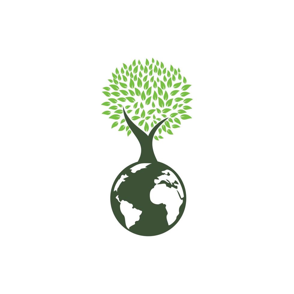 Globe tree vector logo design template. Planet and eco symbol or icon.