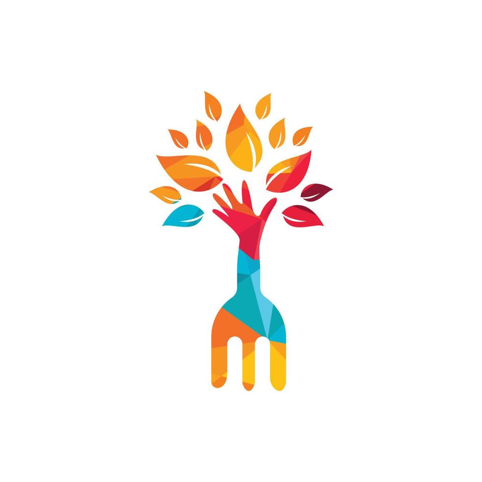 Fork hand tree vector logo design. Restaurant and farming logo concept.