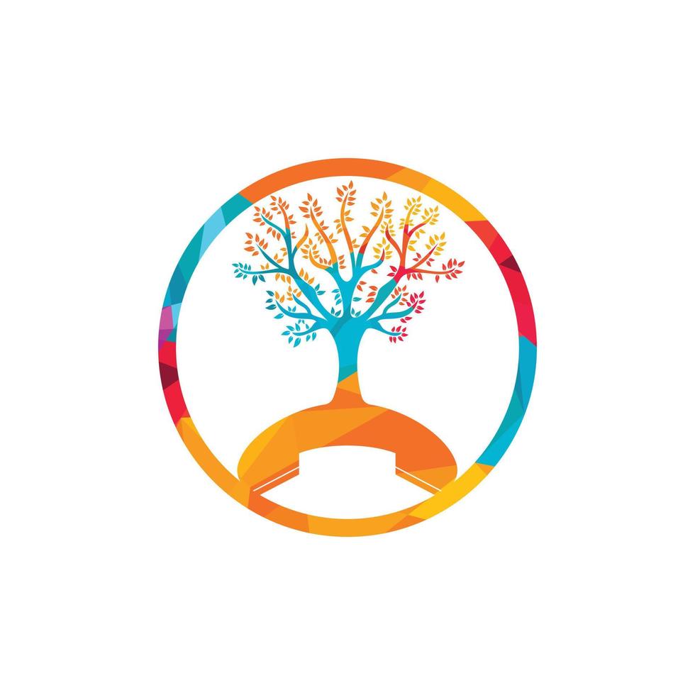 Nature call vector logo design. Handset tree icon design template.