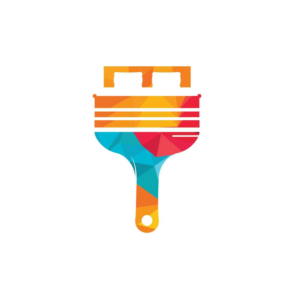 Paintbrush and bed icon logo design. Unique interior and furniture logotype design template. vector