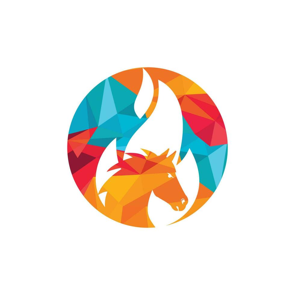 caballo ardiendo en plantilla de diseño de vector de logotipo de llama de fuego. símbolo de velocidad, libertad y fuerza.