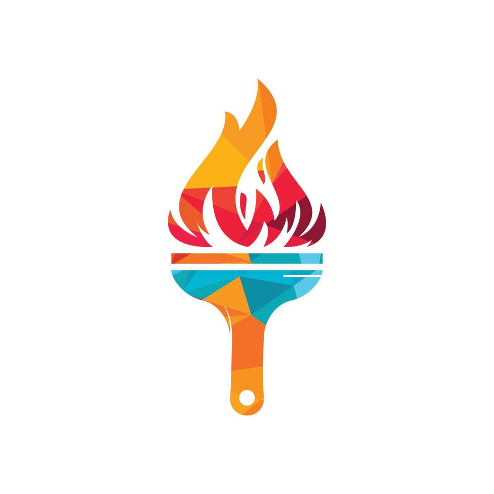 Fire brush vector logo design template. Home inspection and home protection vector logo design.