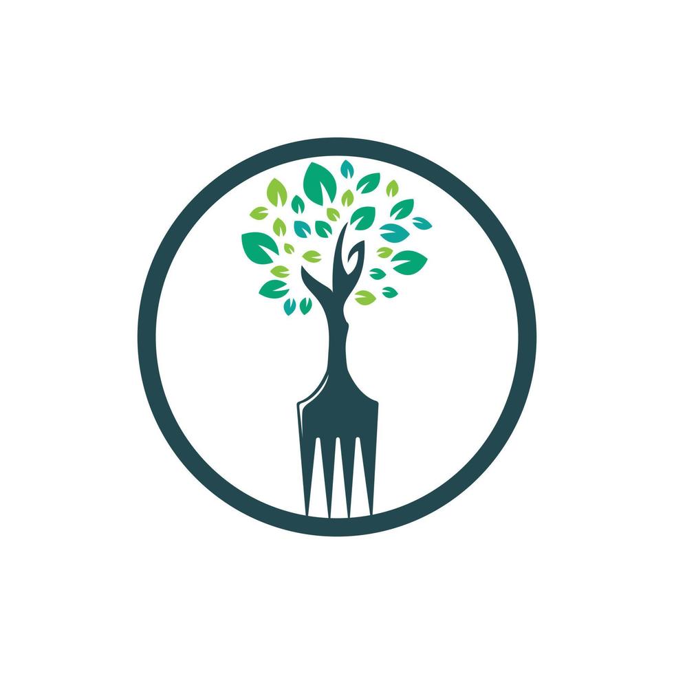 diseño de logotipo de vector de árbol de horquilla. concepto de logotipo de restaurante y agricultura.