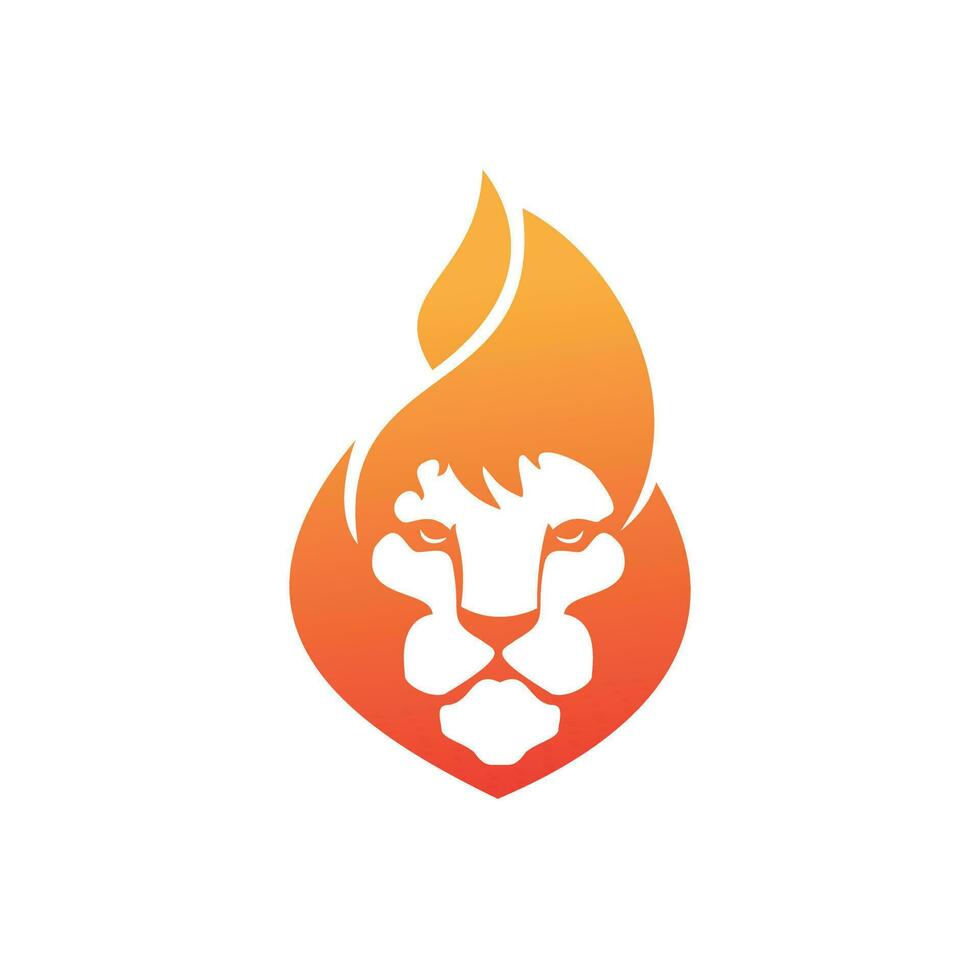 Lion fire vector logo design template. Creative lion fire or lion flame logo design concept.