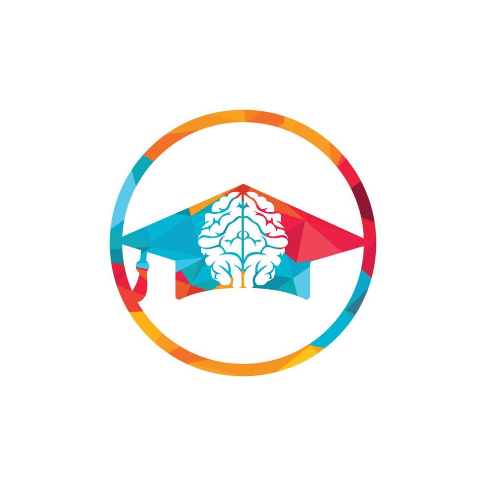 Brain and graduation cap icon design. Educational and institutional logo design. vector