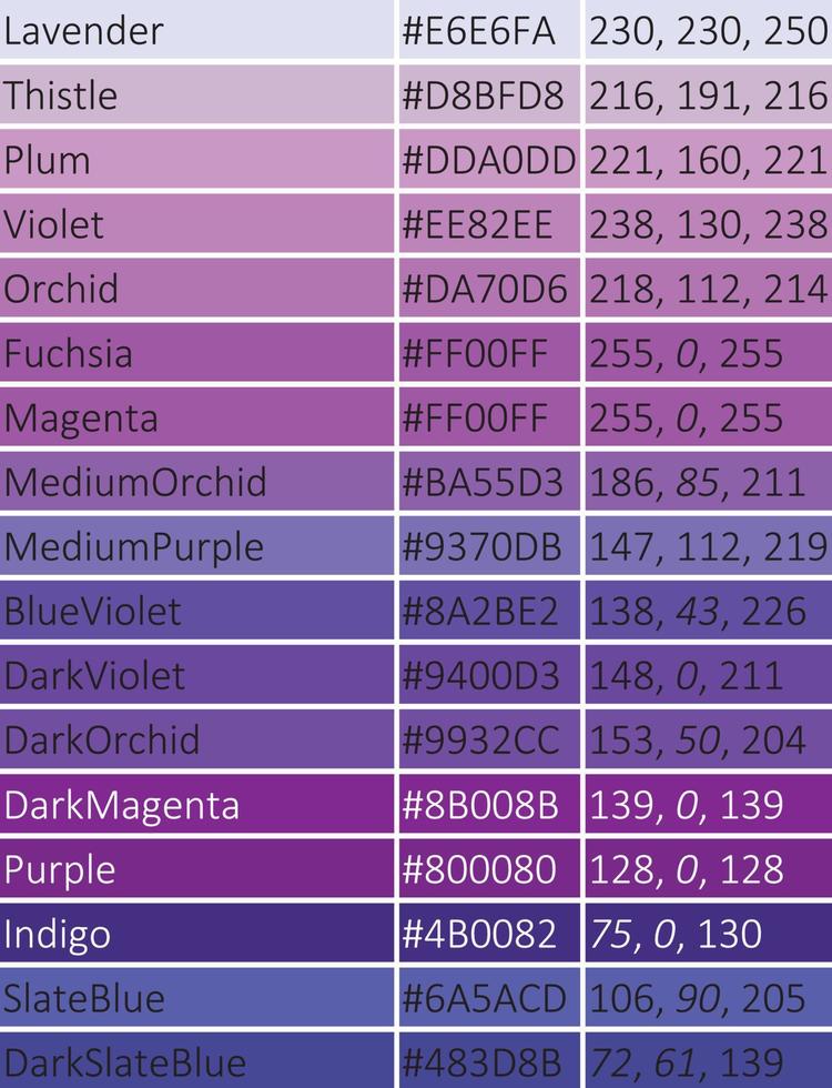 shades of purple vector