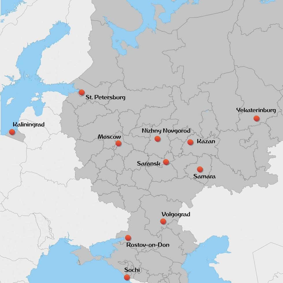 mapa de la rusia europea. vector