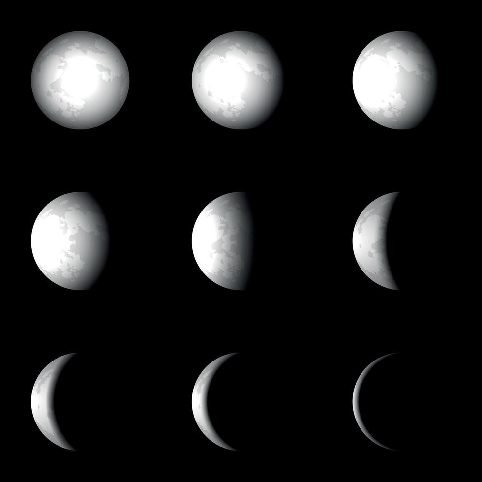 conjunto de fases lunares vectoriales. ilustración vectorial vector