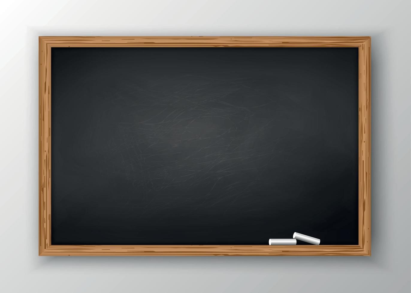 Blackboard with wooden frame . Vector illustration